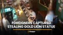 Two foreigners steal gold lion statue from Chiang Mai pub, caught on CCTV